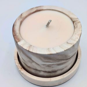 bougie pot jesmonite marbré marron