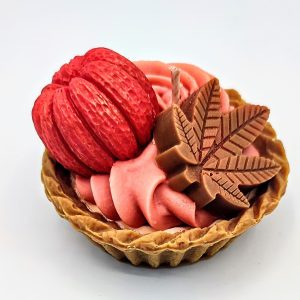bougie tartelette citrouille et feuille